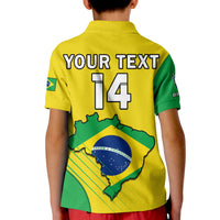 (Custom Text And Number) Brazil Football Polo Shirt KID Brasil Map Come On Canarinho Sporty Style - Wonder Print Shop