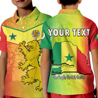 Custom Senegal Polo Shirt KID Lion With Senegal Map Reggae Style - Wonder Print Shop