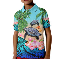 Custom Polynesian Turtle Coconut Tree And Orchids Polo Shirt - Wonder Print Shop
