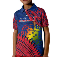 F.A.S.T Samoa Polo Shirt KID Samoan Coat Of Arms Polynesian Pattern - Wonder Print Shop