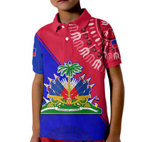 Custom Haiti Polo Shirt KID Haiti Flag Dashiki Simple Style - Wonder Print Shop