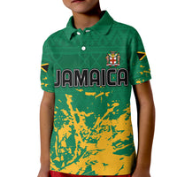 Jamaica Athletics Polo Shirt KID Jamaican Flag With African Pattern Sporty Style - Wonder Print Shop