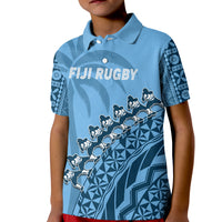 Custom Text And Number Fiji Tapa Rugby Polo Shirt Fijian Cibi Dance Tapa Pattern Blue - Wonder Print Shop