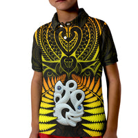 Aotearoa Fern Polo Shirt KID New Zealand Hei Tiki Gold Style LT13 - Wonder Print Shop