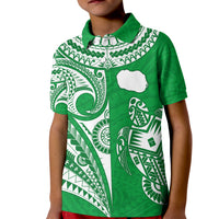 Rarotonga Cook Islands Polo Shirt Turtle and Map Style Green LT13 - Wonder Print Shop