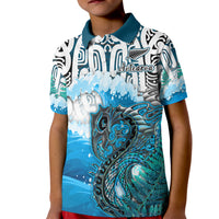 Custom Manaia Maori Polo Shirt Fern Aotearoa Blue Waves LT13 - Wonder Print Shop