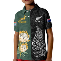 South Africa Protea and New Zealand Fern Polo Shirt Rugby Go Springboks vs All Black LT13 - Wonder Print Shop