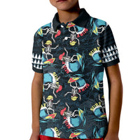 Hawaii Skeleton Surf Polo Shirt KID Halloween Hawaiian Tribal LT13 - Wonder Print Shop