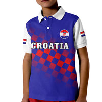 (Custom Text And Number) Croatia Football Polo Shirt Hrvatska Checkerboard Blue Version - Wonder Print Shop