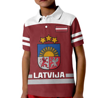 Latvia Hockey Polo Shirt 2023 KID Red Sporty Style - Wonder Print Shop