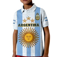 (Custom Text And Number) Argentina Football Polo Shirt KID World Cup La Albiceleste 3rd Champions Proud - Wonder Print Shop