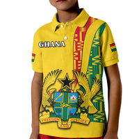 Custom Ghana Polo Shirt Ghanan Coat Of Arms Mix Kente Pattern - Wonder Print Shop