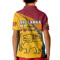 Sri Lanka Polo Shirt KID Sri Lankan Pattern Happy 75 Years Of Independence - Wonder Print Shop