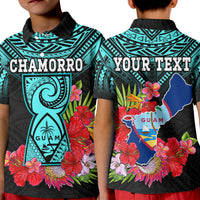 Custom Chamorro Guam Polo Shirt Guaman Latte Stone Tropical Flowers Turquoise Style - Wonder Print Shop
