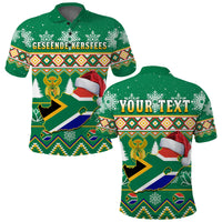 Custom South Africa Polo Shirt Christmas King Protea Geseende Kersfees - Wonder Print Shop