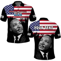 Custom United States Polo Shirt United States Happy MLK Day Flag Grunge Style - Wonder Print Shop