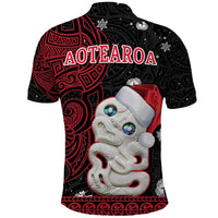 Custom New Zealand Polo Shirt Christmas Hei Tiki Red Pohutukawa Meri Kirihimete - Wonder Print Shop