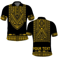 Custom Polynesian Polo Shirt Dashiki With Polynesian Tattoo Royal Golden Version - Wonder Print Shop