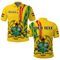 Custom Ghana Polo Shirt Ghanan Coat Of Arms Mix Kente Pattern - Wonder Print Shop