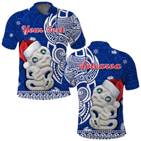 Custom New Zealand Polo Shirt Christmas Hei Tiki Blue Pohutukawa Meri Kirihimete - Wonder Print Shop