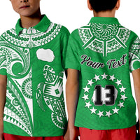 (Custom Text and Number) Rarotonga Cook Islands Polo Shirt KID Turtle and Map Style Green LT13 - Wonder Print Shop
