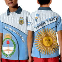 Custom Argentina Polo Shirt Football 2022 KID Champions Blue Sky May Sun LT13 - Wonder Print Shop