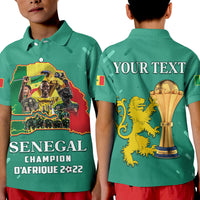 Custom Senegal Football Polo Shirt KID The Champions 2022 Style Map and Lion LT13 - Wonder Print Shop