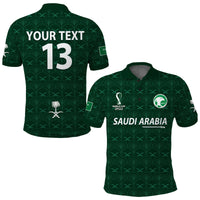 (Custom Text and Number) Saudi Arabia Football Polo Shirt Saudi Green Falcon Champions 2022 World Cup LT13 - Wonder Print Shop