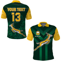 (Custom Text and Number) South Africa Rugby Polo Shirt Springboks King Protea Go Bokke LT13 - Wonder Print Shop