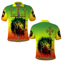 Ethiopia Polo Shirt Cross Mix Lion Colorful Style - Wonder Print Shop