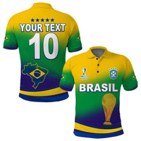 (Custom Text and Number) Brazil Football Polo Shirt Soccer 2022 World Cup Selecao Brasil Campeao Style Color Flag LT13 - Wonder Print Shop