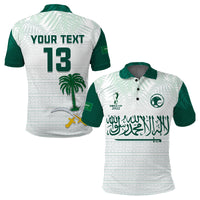 (Custom Text and Number) Saudi Arabia Football Polo Shirt KSA Proud Arabia Pattern White Special LT13 - Wonder Print Shop