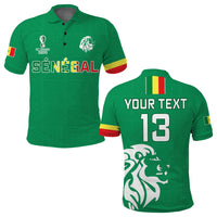 (Custom Text and Number) Senegal Football Polo Shirt Lions of Teranga Soccer Champions World Cup LT13 - Wonder Print Shop