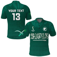 (Custom Text and Number) Saudi Arabia Football Polo Shirt KSA Proud Arabia Pattern Green Original LT13 - Wonder Print Shop