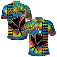 Custom Hawaii Rainbow Tie Dye Polo Shirt Flowers Polynesian Hawaiian Tribal LT13 - Wonder Print Shop