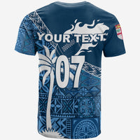 Custom Tapa Pattern with Palm Tree Fiji Rugby T Shirt - Wonder Print Shop
