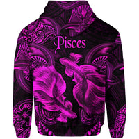 Pisces Zodiac Polynesian Zip Hoodie Unique Style Pink LT8 - Wonder Print Shop