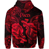 Pisces Zodiac Polynesian Hoodie Unique Style Red LT8 - Wonder Print Shop