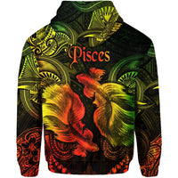 Pisces Zodiac Polynesian Zip Hoodie Unique Style Reggae LT8 - Wonder Print Shop