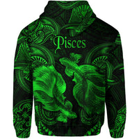 Pisces Zodiac Polynesian Zip Hoodie Unique Style Green LT8 - Wonder Print Shop