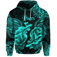 Pisces Zodiac Polynesian Hoodie Unique Style Turquoise LT8 - Wonder Print Shop