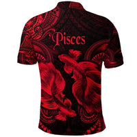 Pisces Zodiac Polynesian Polo Shirt Unique Style Red LT8 - Wonder Print Shop