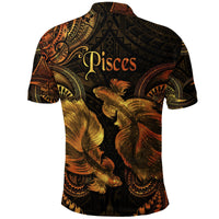 Pisces Zodiac Polynesian Polo Shirt Unique Style Gold LT8 - Wonder Print Shop
