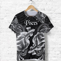 Custom Pisces Zodiac Polynesian T Shirt Unique Style Black LT8 - Wonder Print Shop