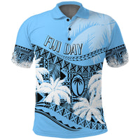 Custom Fiji Day Polo Shirt Flying Fijians Masi Kesa Style Turquoise - Wonder Print Shop