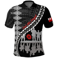 Tonga ANZAC Day Black and White Polo Shirt Lest We Forget - Wonder Print Shop