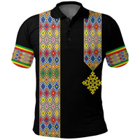 Habesha Tilet Pattern Polo Shirt Ethiopia Emblem - Wonder Print Shop