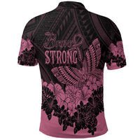 Polynesian Breast Cancer Awareness Polo Shirt Floral Butterfly - Wonder Print Shop