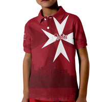 Custom Malta Valletta Skyline Polo Shirt for Kid Maltese Cross - Wonder Print Shop