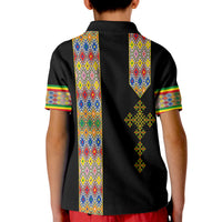 Habesha Tilet Pattern Polo Shirt for Kid Ethiopia Emblem - Wonder Print Shop